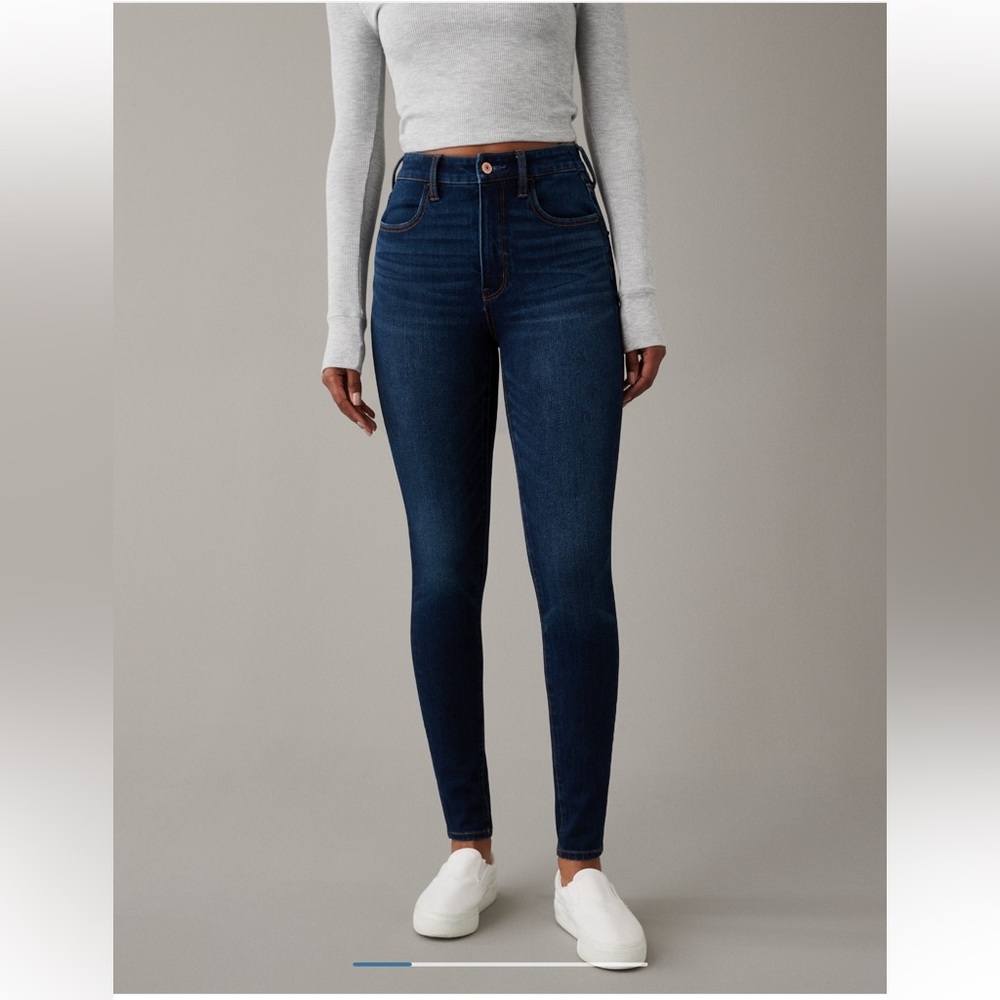 American Eagle Outfitters High Rise Dark Wash Jegging Skinny Jeans Sz 12